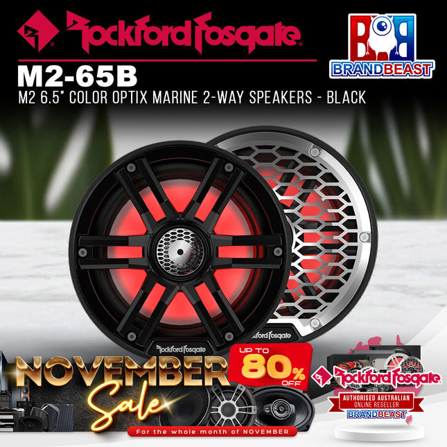 Rockford Fosgate M2-65B M2 6.5" Color Optix Marine 2-Way Speakers - Black