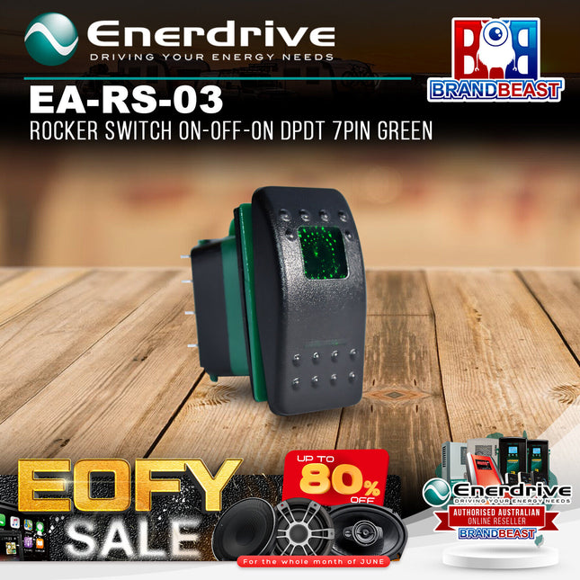 Enerdrive EA-RS-03 Rocker Switch On-Off-On DPDT 7PIN Green
