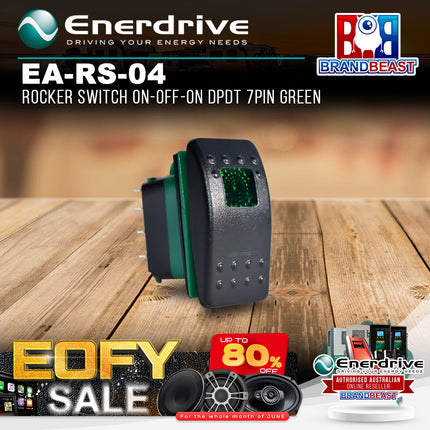 Enerdrive EA-RS-04 Rocker Switch On-Off-On DPDT 7PIN Green