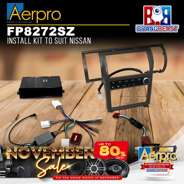 Aerpro FP8272SZ Single/Double DIN Gunmetal Grey Install Kit Suit Nissan Skyline