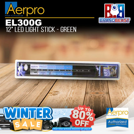 Aerpro EL300G 12" 305mm Light Green LED Light Stick