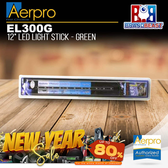 Aerpro EL300G 12&quot; 305mm Light Green LED Light Stick