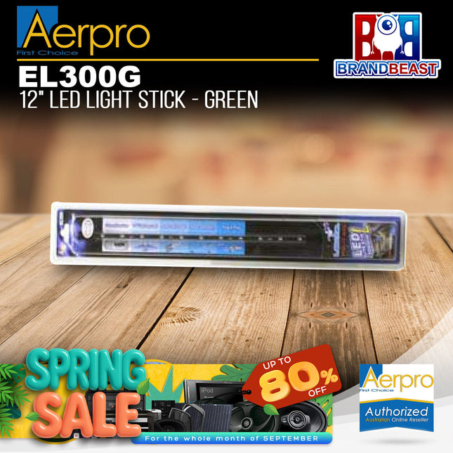 Aerpro EL300G 12" 305mm Light Green LED Light Stick
