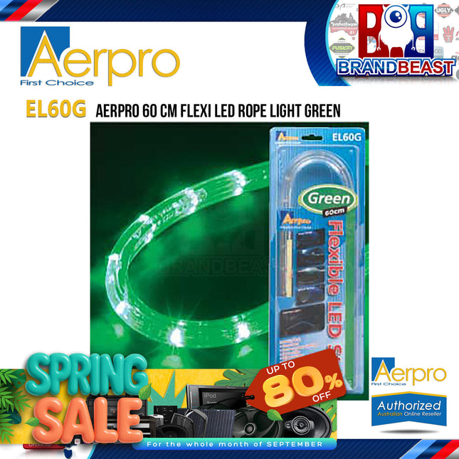Aerpro EL60G 60cm Green Flexi LED Rope Light