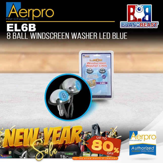 Aerpro EL6B 8 Ball Windscreen Washer LED Blue