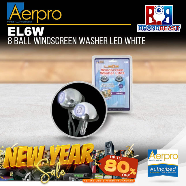 Aerpro EL6W 8 Ball Windscreen Washer LED White