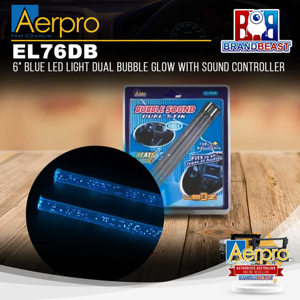 Aerpro EL76DB 6&quot; Blue LED Light Dual Bubble Glow with Sound Controller