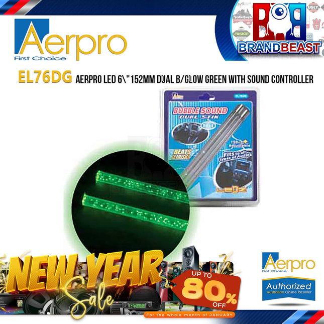 Aerpro EL76DG 6" Green LED Light Dual Bubble Glow with Sound Controller