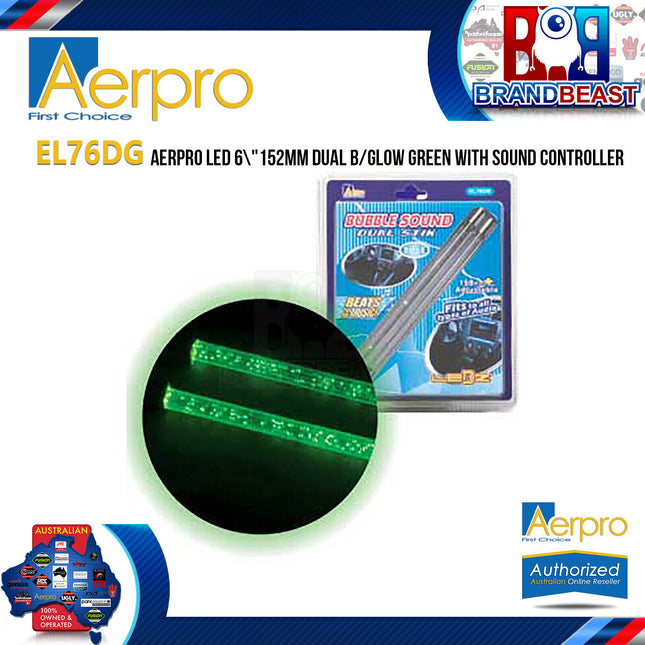 Aerpro EL76DG 6" Green LED Light Dual Bubble Glow with Sound Controller