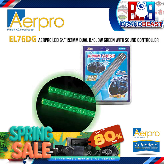 Aerpro EL76DG 6" Green LED Light Dual Bubble Glow with Sound Controller
