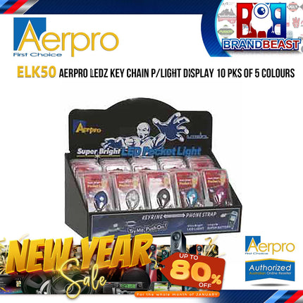 Aerpro ELK50 10 Pieces of 5 Colours LED Key Chain Pocket Light Display