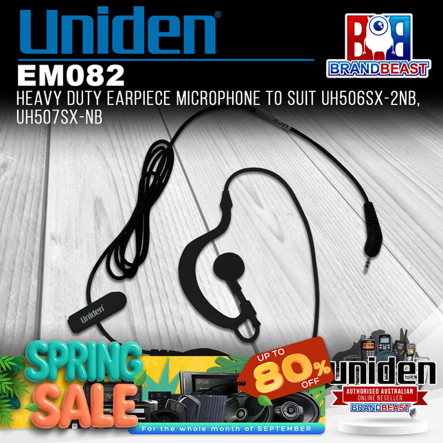 Uniden EM082 Heavy Duty Earpiece Microphone to Suit UH506SX-2NB, UH507SX-NB