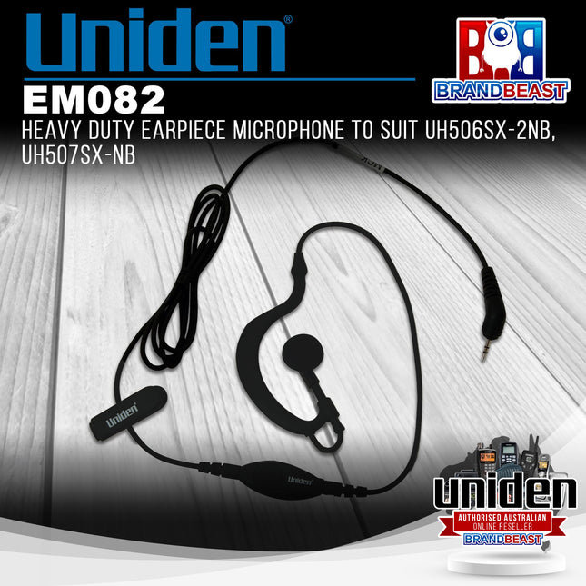 Uniden EM082 Heavy Duty Earpiece Microphone to Suit UH506SX-2NB, UH507SX-NB