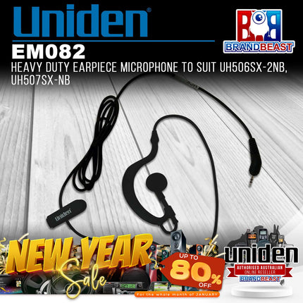 Uniden EM082 Heavy Duty Earpiece Microphone to Suit UH506SX-2NB, UH507SX-NB