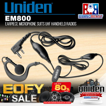 Uniden EM800 Handheld Radio Earpiece Microphone Suit UH810S/UH820S/UH835S/UH850S
