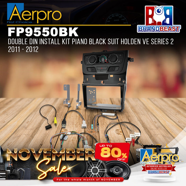 Aerpro FP9550BK Double DIN Install Kit Piano Black Suit Holden VE Series 2