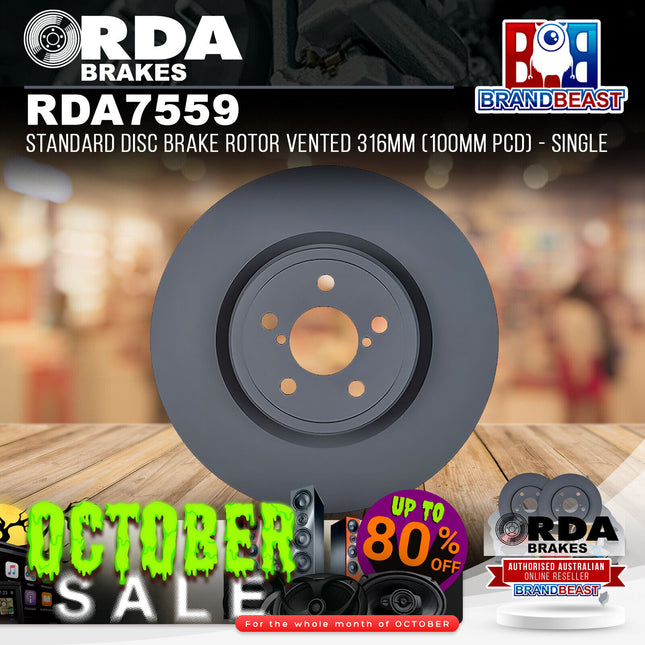 RDA Brakes RDA7559 Standard Disc Brake Rotor Vented 316mm - Single