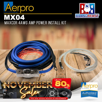 Aerpro MX04 MAXCOR 4AWG AMP Power Install Kit