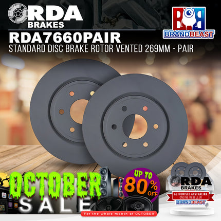 RDA Brakes RDA7660 Standard Disc Brake Rotor Vented 269mm - Pair