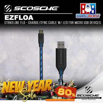 Scosche EZFLOA StrikeLine Flo - Charge/Sync Cable w/ LED for Micro USB Devices