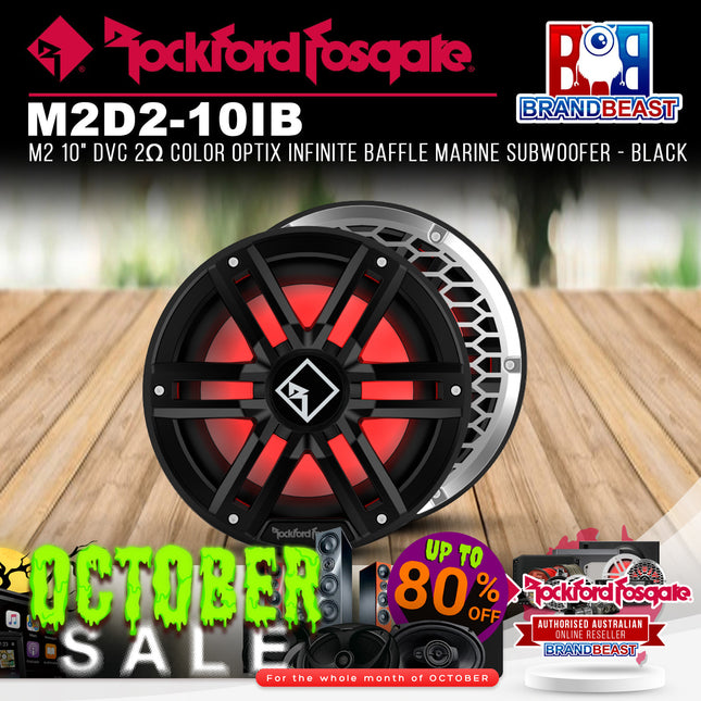 Rockford Fosgate M2D2-10IB M2 10" DVC 2Œ© Color Optix Infinite Baffle Marine Subwoofer - Black