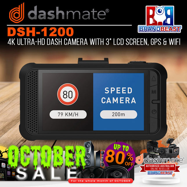 Dashmate DSH-1200 4K Ultra- HD Dash Camera with 3" LCD Screen, GPS & WiFi