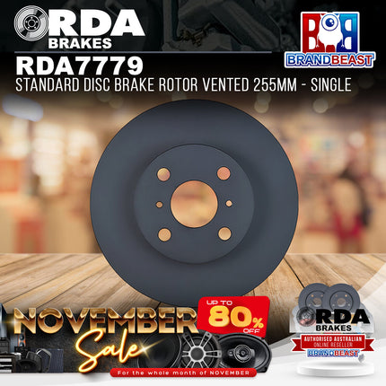 RDA Brakes RDA7779 Standard Disc Brake Rotor Vented 255mm - Single