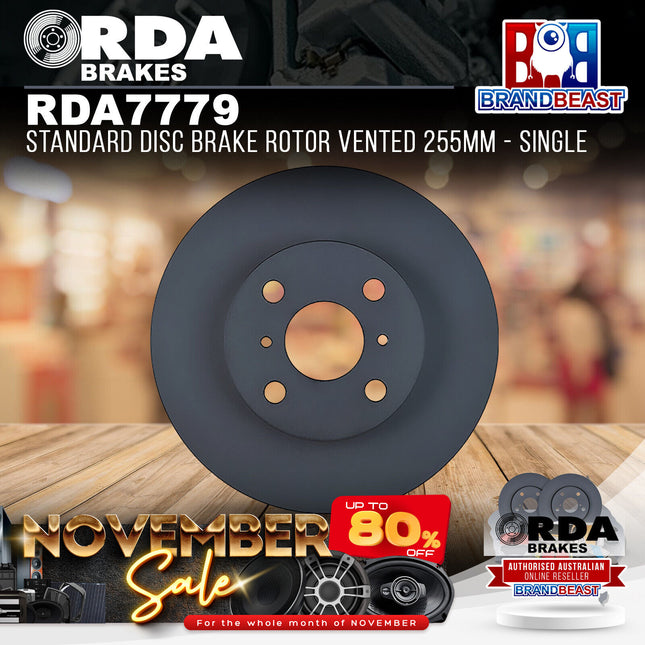 RDA Brakes RDA7779 Standard Disc Brake Rotor Vented 255mm - Single