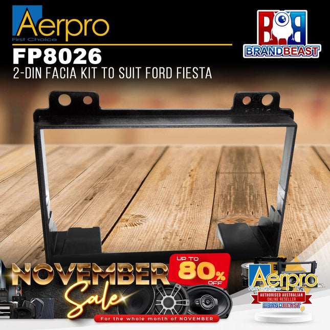 Aerpro FP8026 Double DIN Black Facia Kit Suit Ford Fiesta WP 2004 - 2005