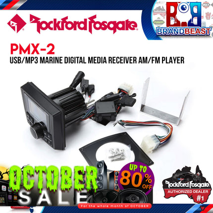 Rockford Fosgate PMX-2 Punch Marine Compact AM/FM/WB Digital Media Receiver