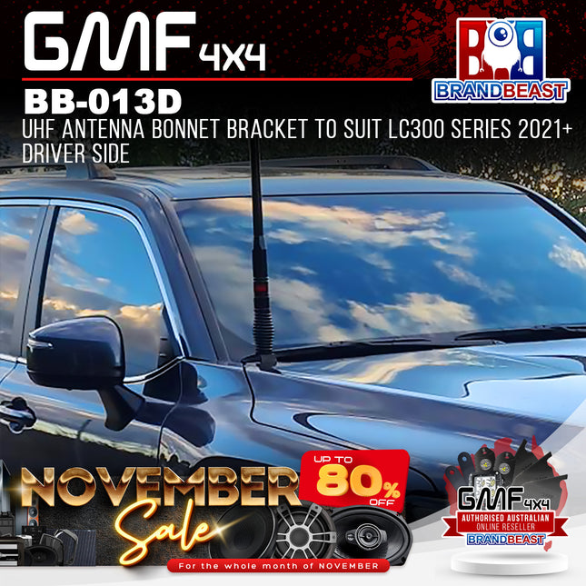 GMF4x4 BB-013D UHF Antenna Bonnet Bracket To Suit LC300 Series 2021+ Driver Side