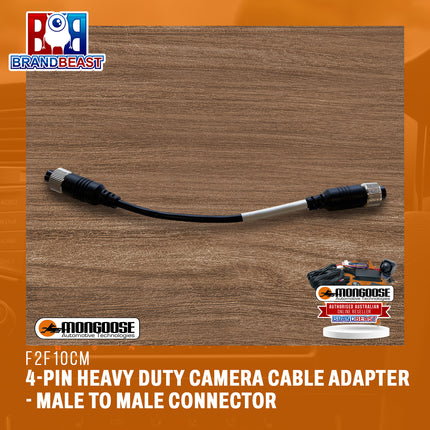 MONGOOSE F2F10CM 4-Pin Heavy Duty Camera Cable Adapter - Male to Male Connector