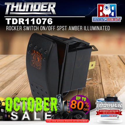 Thunder TDR11076 Rocker Switch On/Off SPST Amber Illuminated