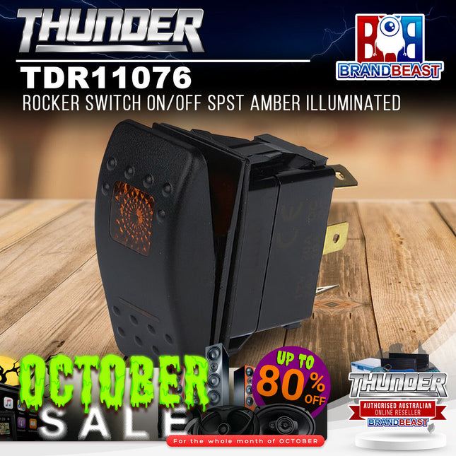 Thunder TDR11076 Rocker Switch On/Off SPST Amber Illuminated
