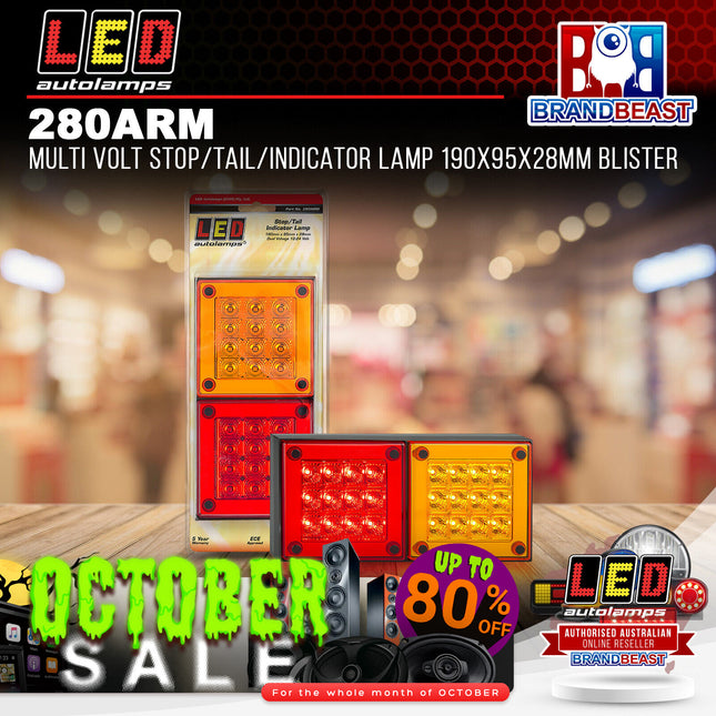 LED Autolamps 280ARM Multi Volt Stop/Tail/Indicator Lamp 190x95x28mm Blister