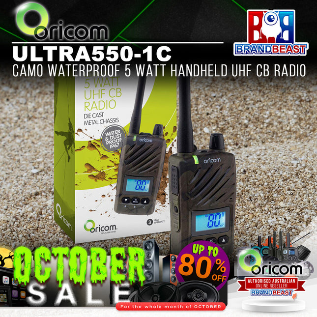 Oricom ULTRA550-1C CAMO Waterproof 5 Watt Handheld UHF CB Radio