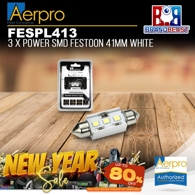 Aerpro FESPL413 3x Power SMD Festoon 41mm White