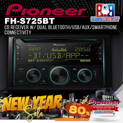 Pioneer FH-S725BT CD Receiver w/ Dual Bluetooth/USB/AUX/Smartphone Connectivity