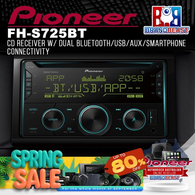 Pioneer FH-S725BT CD Receiver w/ Dual Bluetooth/USB/AUX/Smartphone Connectivity