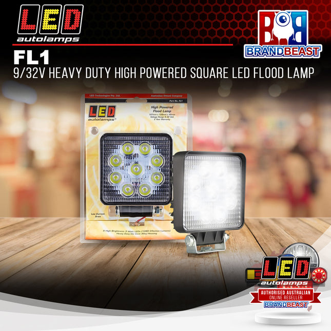 LED Autolamps FL1 9/32V Heavy Duty High Powered Square LED Flood Lamp