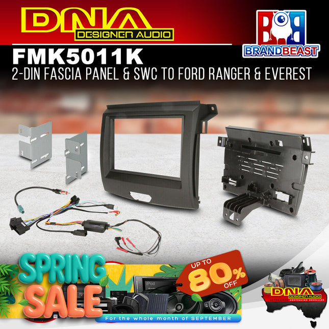 DNA FM-K5011K Double DIN Fascia Panel & SWC To Ford Ranger & Everestt