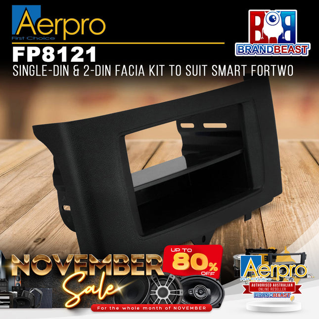 Aerpro FP8121 Single/Double DIN Black Facia Kit Suit Smart Fortwo 2010 - 2014