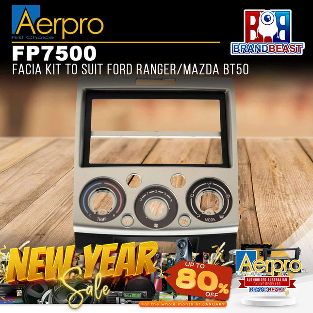 Aerpro FP7500 Single/Double DIN Champagne Facia Kit Suit Ford Ranger/Mazda BT50