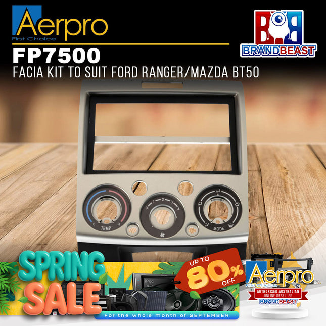 Aerpro FP7500 Single/Double DIN Champagne Facia Kit Suit Ford Ranger/Mazda BT50