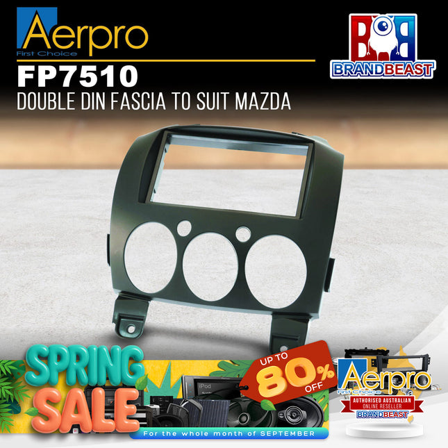 Aerpro FP7510 Double DIN Black Facia Kit Suit Mazda 2 (Demio) DE 2007 - 2014