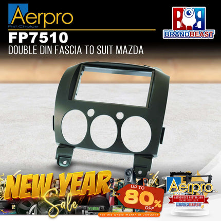 Aerpro FP7510 Double DIN Black Facia Kit Suit Mazda 2 (Demio) DE 2007 - 2014