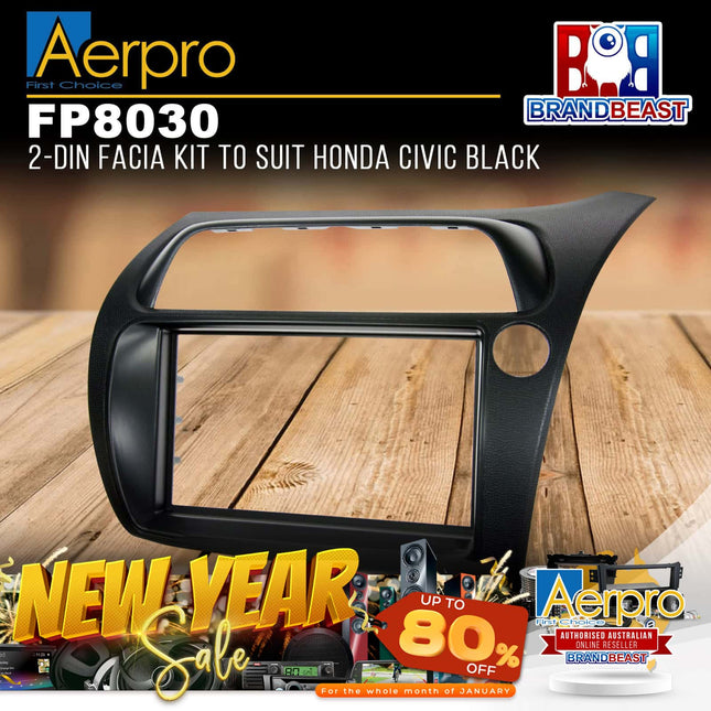 Aerpro FP8030 Double DIN Black Facia Kit Suit Honda Civic Hatchback 2006 - 2011