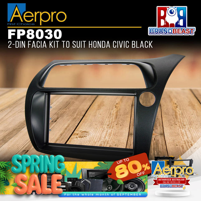 Aerpro FP8030 Double DIN Black Facia Kit Suit Honda Civic Hatchback 2006 - 2011