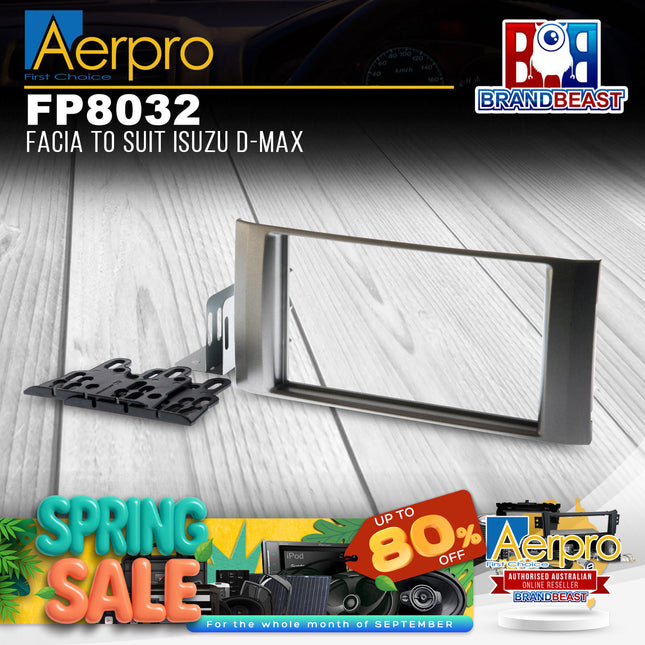 Aerpro FP8032 Double DIN Silver Facia Kit Suit Isuzu D-Max 2009 - 2012