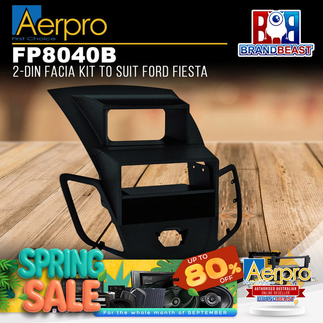 Aerpro FP8040B Double DIN Dark Grey Facia Kit Suit Ford Fiesta 2008 - 2012